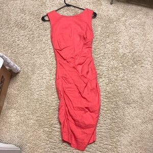 Nicole Miller Lauren Stretch Linen Dress Coral Size 4